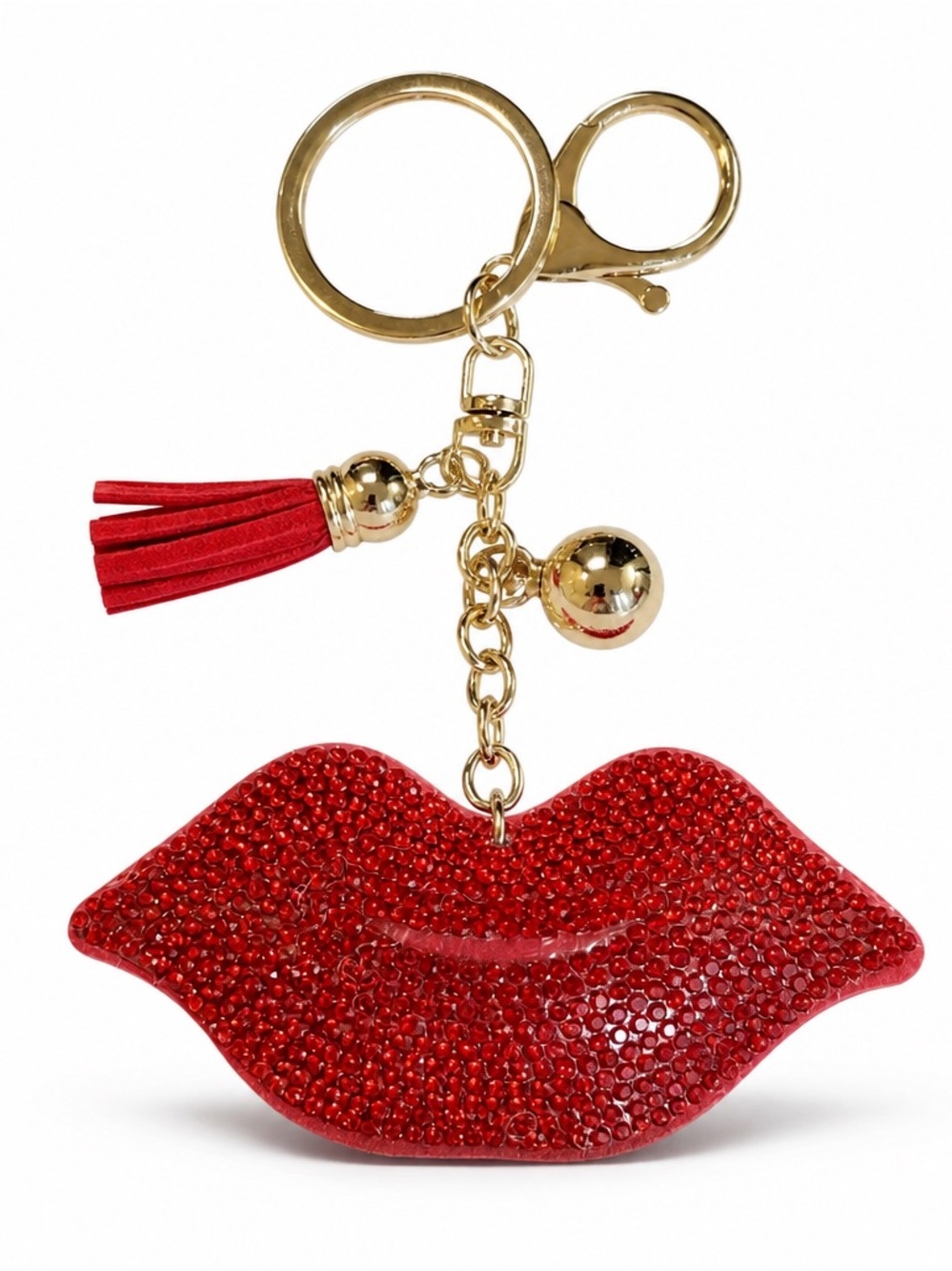 Rhinestone Red Lips Keyring bag backpack charm crystal